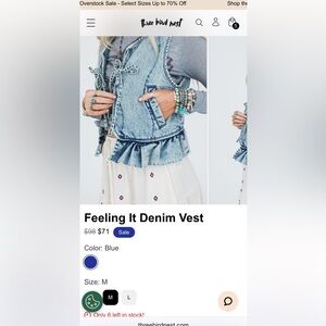 Three Bird Nest Light Denim Tie-Front Vest